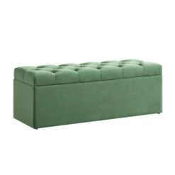 Leamington Deep-Buttoned Ottoman Storage Bench, Meadow Green Velvet 19 Leamington Deep-Buttoned Ottoman Storage Bench, Meadow Green Velvet -Daals Shop ZX 2183 CUCU VEL WB1