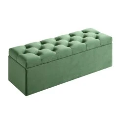 Leamington Deep-Buttoned Ottoman Storage Bench, Meadow Green Velvet 18 Leamington Deep-Buttoned Ottoman Storage Bench, Meadow Green Velvet -Daals Shop ZX 2183 CUCU VEL WB2