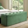 Leamington Deep-Buttoned Ottoman Storage Bench, Meadow Green Velvet -Daals Shop ZX 2183 CUCU VEL main