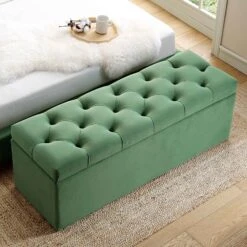 Leamington Deep-Buttoned Ottoman Storage Bench, Meadow Green Velvet 15 Leamington Deep-Buttoned Ottoman Storage Bench, Meadow Green Velvet -Daals Shop ZX 2183 CUCU VEL scene2