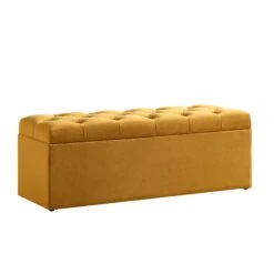 Leamington Deep-Buttoned Ottoman Storage Bench, Turmeric Yellow Velvet 19 Leamington Deep-Buttoned Ottoman Storage Bench, Turmeric Yellow Velvet -Daals Shop ZX 2183 MUST VEL WB2