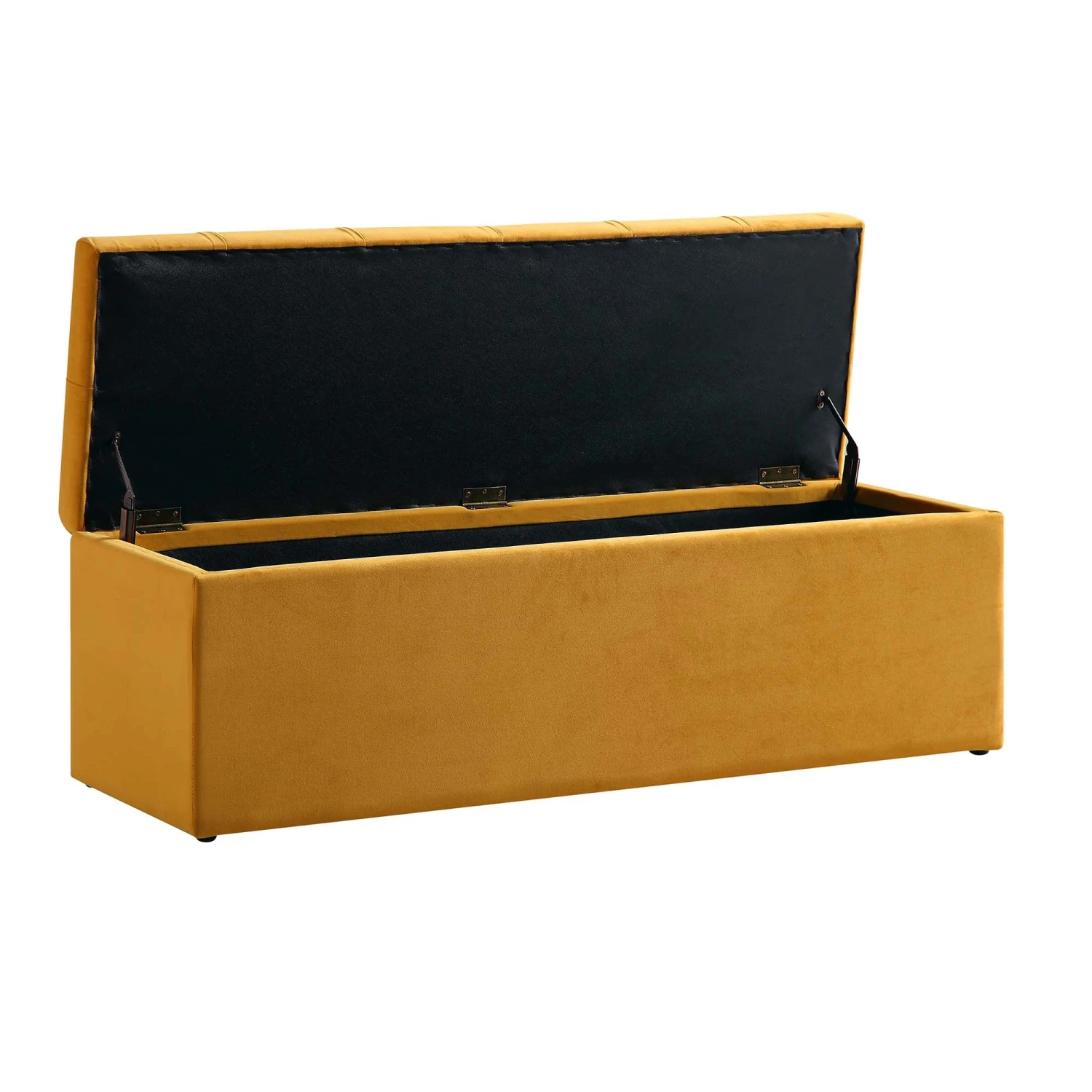 Leamington Deep-Buttoned Ottoman Storage Bench, Turmeric Yellow Velvet 10 Leamington Deep-Buttoned Ottoman Storage Bench, Turmeric Yellow Velvet - Image 8