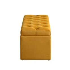 Leamington Deep-Buttoned Ottoman Storage Bench, Turmeric Yellow Velvet 21 Leamington Deep-Buttoned Ottoman Storage Bench, Turmeric Yellow Velvet -Daals Shop ZX 2183 MUST VEL WB5