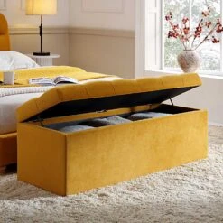 Leamington Deep-Buttoned Ottoman Storage Bench, Turmeric Yellow Velvet 15 Leamington Deep-Buttoned Ottoman Storage Bench, Turmeric Yellow Velvet -Daals Shop ZX 2183 MUST VEL scene2