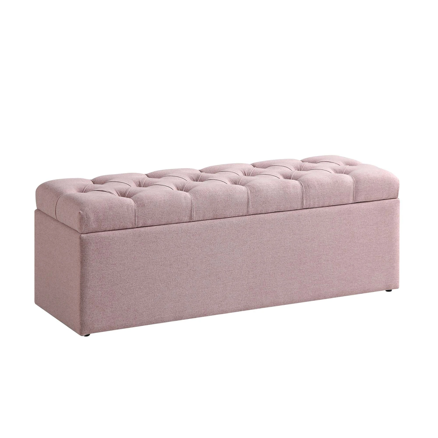 Leamington Deep-Buttoned Ottoman Storage Bench, Rosewater Pink Fabric 8 Leamington Deep-Buttoned Ottoman Storage Bench, Rosewater Pink Fabric - Image 6