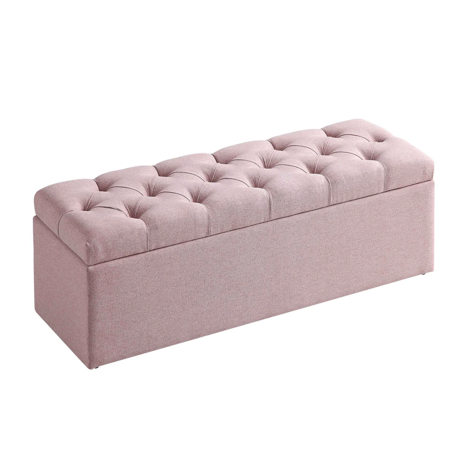 Leamington Deep-Buttoned Ottoman Storage Bench, Rosewater Pink Fabric 9 Leamington Deep-Buttoned Ottoman Storage Bench, Rosewater Pink Fabric - Image 7