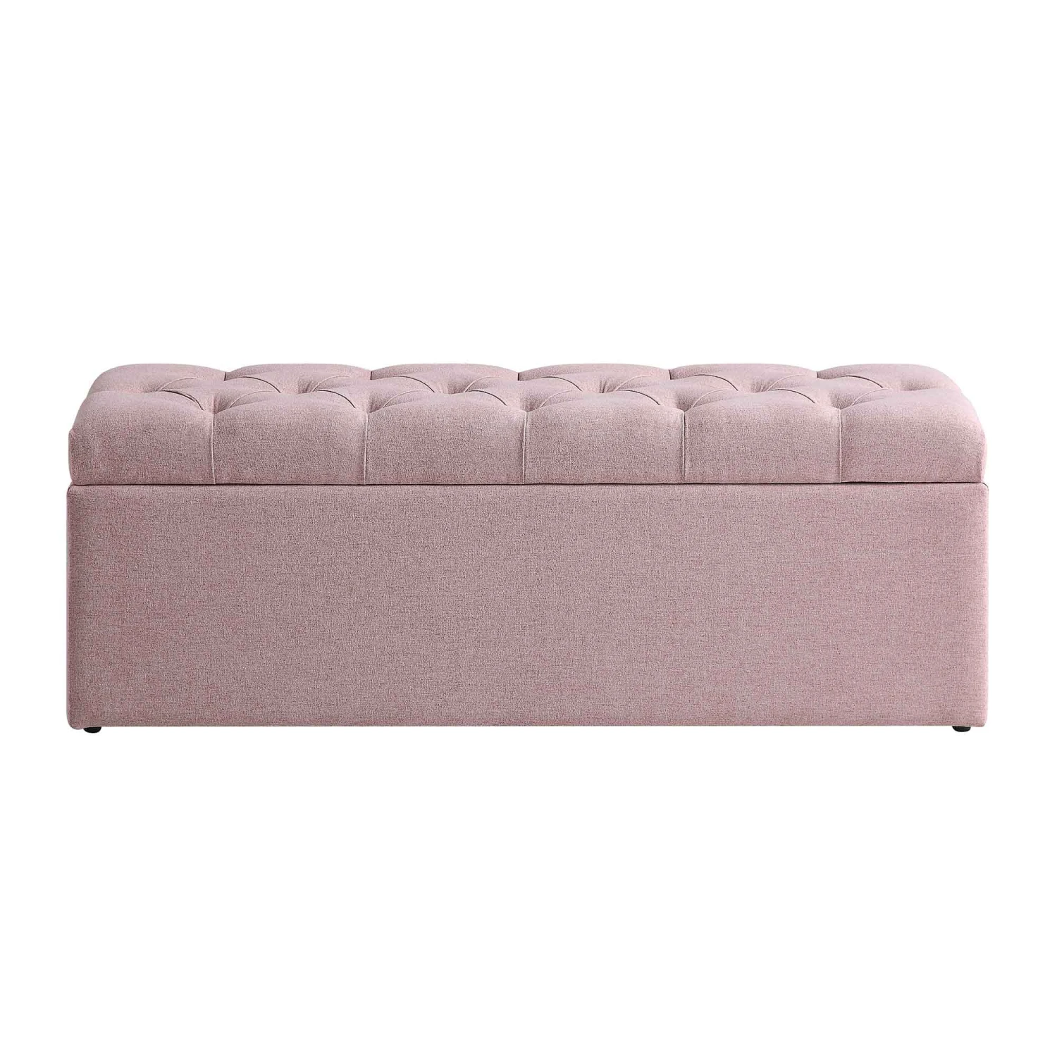 Leamington Deep-Buttoned Ottoman Storage Bench, Rosewater Pink Fabric 6 Leamington Deep-Buttoned Ottoman Storage Bench, Rosewater Pink Fabric - Image 4