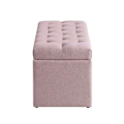 Leamington Deep-Buttoned Ottoman Storage Bench, Rosewater Pink Fabric 22 Leamington Deep-Buttoned Ottoman Storage Bench, Rosewater Pink Fabric -Daals Shop ZX 2183 PALEPINK FAB WB5