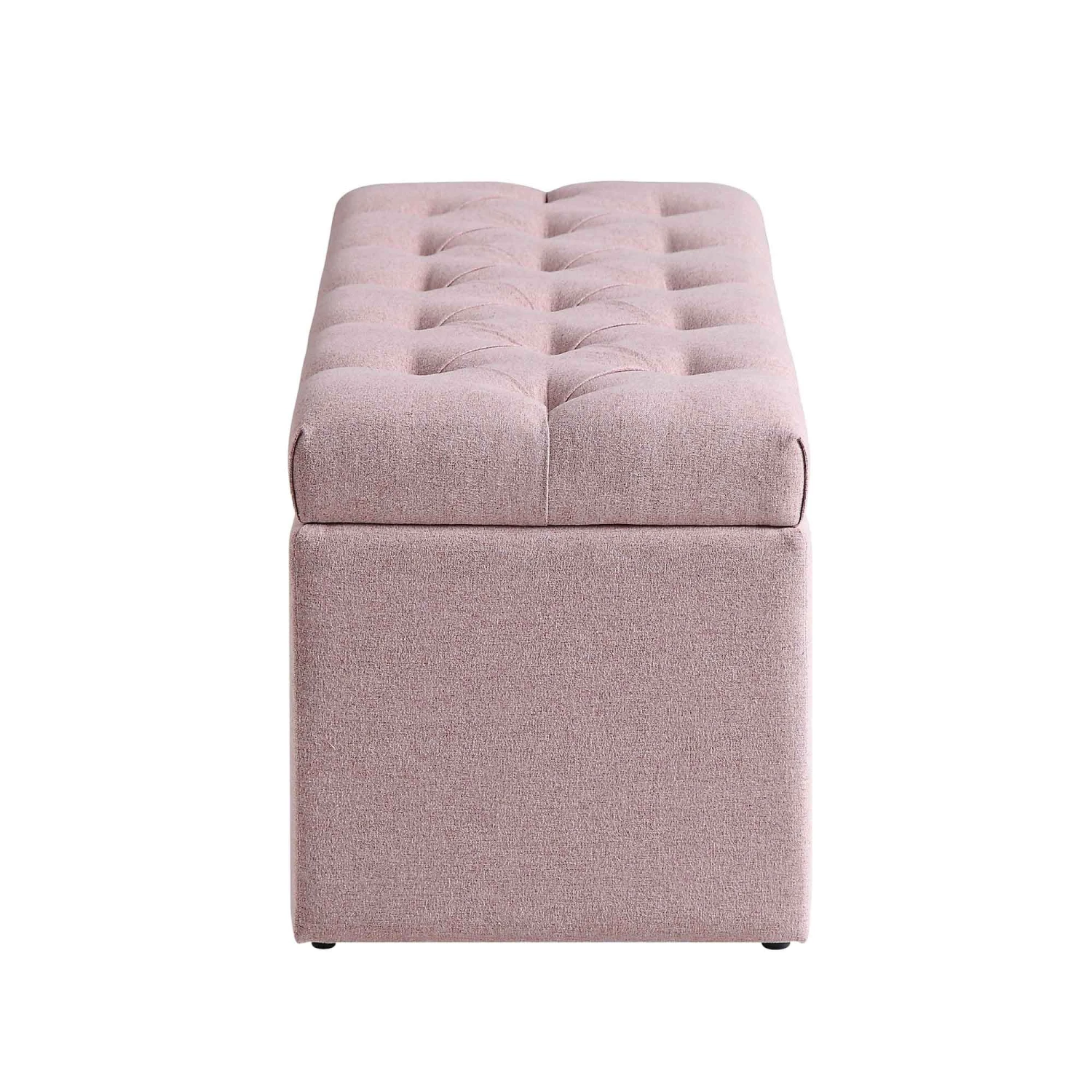 Leamington Deep-Buttoned Ottoman Storage Bench, Rosewater Pink Fabric 11 Leamington Deep-Buttoned Ottoman Storage Bench, Rosewater Pink Fabric - Image 9