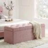 Leamington Deep-Buttoned Ottoman Storage Bench, Rosewater Pink Fabric -Daals Shop ZX 2183 PALEPINK FAB main