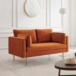 Pelham Orange Velvet Fabric Sofa 20 Pelham Orange Velvet Fabric Sofa -Daals Shop c4631