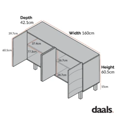 Moriko Extra Wide 4 Door Sideboard, 160 Cm 18 Moriko Extra Wide 4 Door Sideboard, 160 Cm -Daals Shop dimensional drawings NOV 2022 BSD 110