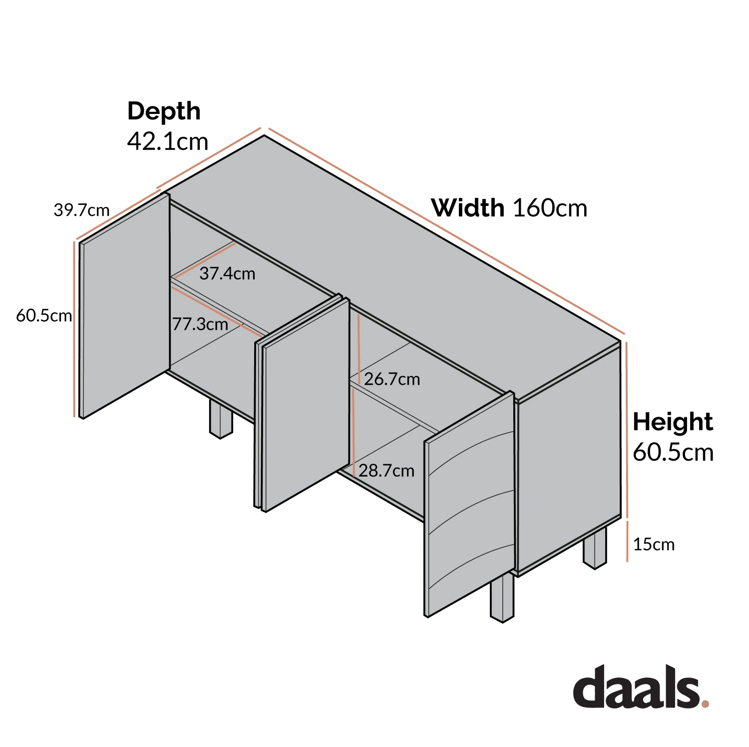 Moriko Extra Wide 4 Door Sideboard, 160 Cm 7 Moriko Extra Wide 4 Door Sideboard, 160 Cm - Image 5