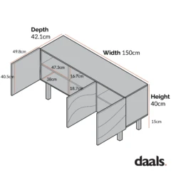 Moriko 3 Door TV Unit, 150 Cm 18 Moriko 3 Door TV Unit, 150 Cm -Daals Shop dimensional drawings NOV 2022 BSD 111