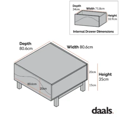 Moriko 2 Drawer Coffee Table -Daals Shop dimensional drawings NOV 2022 BSD 114