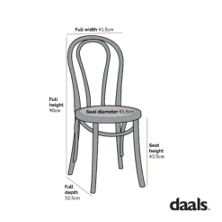Camille Elm Wood And Rattan Bentwood Dining Chair, Distressed White -Daals Shop dimensional drawings NOV 2022 DCH 002 f7925eac 65e3 478e a206 ef4d321f63ed