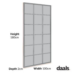 Chardwell Full Length Industrial Metal Window Mirror 180 X 100 Cm, Black -Daals Shop dimensional drawings NOV 2022 MIRR 005