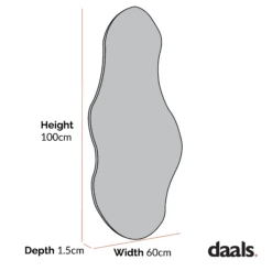 Bala Irregular Shaped Frameless Pond Mirror 100 X 60 Cm -Daals Shop dimensional drawings NOV 2022 MIRR 030