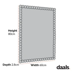 Luna Rectangular Bobbin Wall Mirror 80 X 60 Cm, Washed White -Daals Shop dimensional drawings NOV 2022 MIRR 089