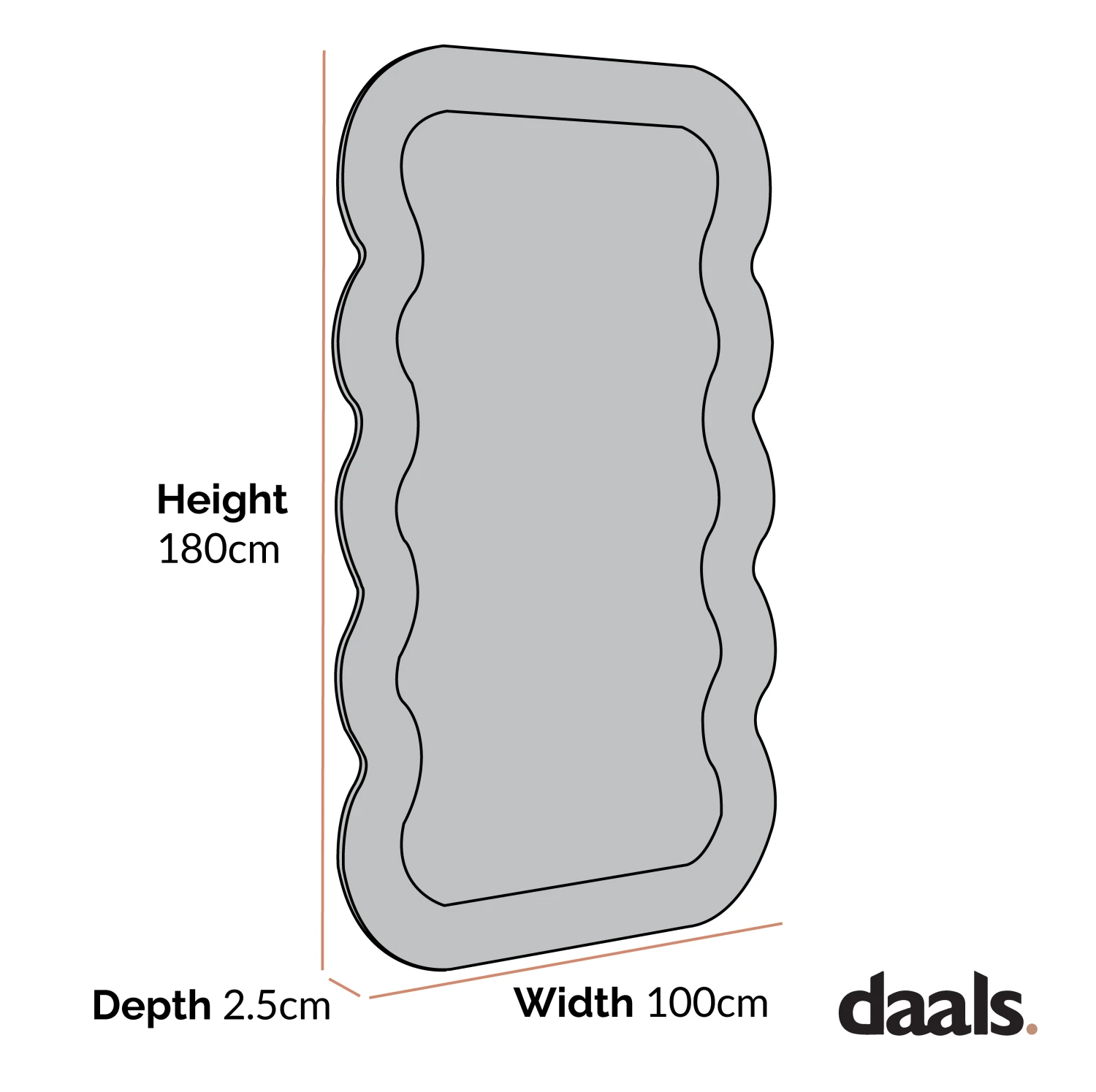 Venus Full Length Wave Mirror 180 X 100 Cm, Black 7 Venus Full Length Wave Mirror 180 X 100 Cm, Black - Image 5