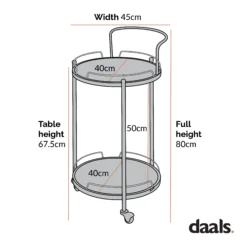 Berkeley Gold Effect Drink Trolley -Daals Shop dimensional drawings NOV 2022 TRLY 357 1