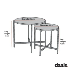 Lewes Oak Set Of 2 Side Tables -Daals Shop dimensional drawings SEPT 2022 BSD 064