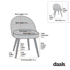 Miyae Set Of 2 Pleated Charcoal Velvet Upholstered Dining Chairs -Daals Shop dimensional drawings SEPT 2022 DCH 2144 096c9cfd e361 477d bbe2 e5d2e71cf9cf